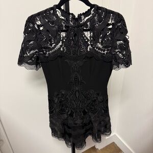 SIMKHAI PAISLEE CREPE APPLIQUÉ MINI TEE DRESS